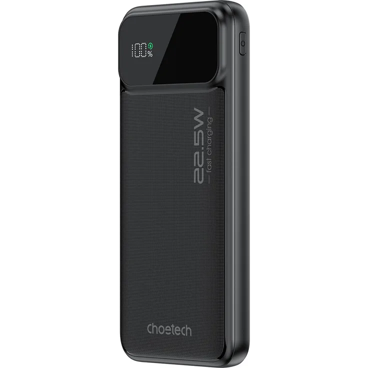 CHOETECH Tragbares Ladegerät B728 10000mAh 22.5W, USB-A/USB-C, Schwarz - Powerbank, Schnellladefunktion