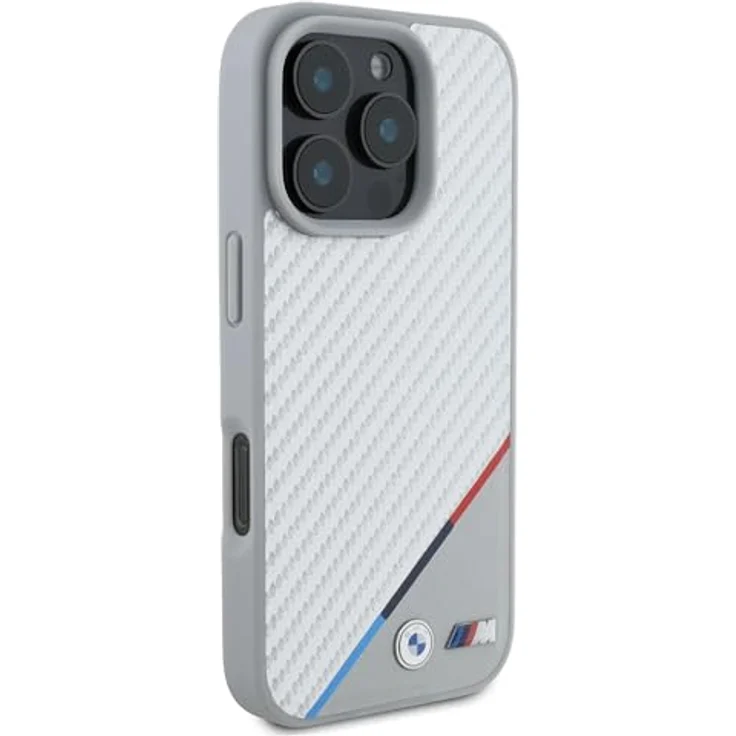 BMW BMHMP16L23PUDTS Hülle für iPhone 16 Pro 6.3" grau, Hartschalenkoffer der M Carbon Tricolor Line aus Kunstleder / PC / TPU – Bild 4