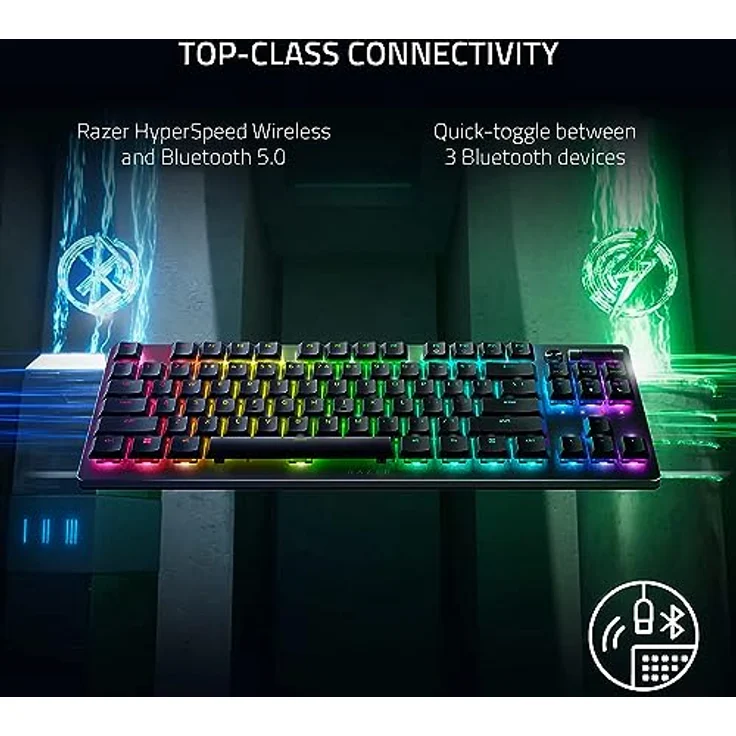 Razer DeathStalker V2 Pro Tenkeyless (Red Switch) - Kabellose Optische Low-Profile-Gaming-Tastatur (Lineare Optische Switches, HyperSpeed Wireless, Bluetooth 5.0) QWERTY US-Layout | Schwarz – Bild 2