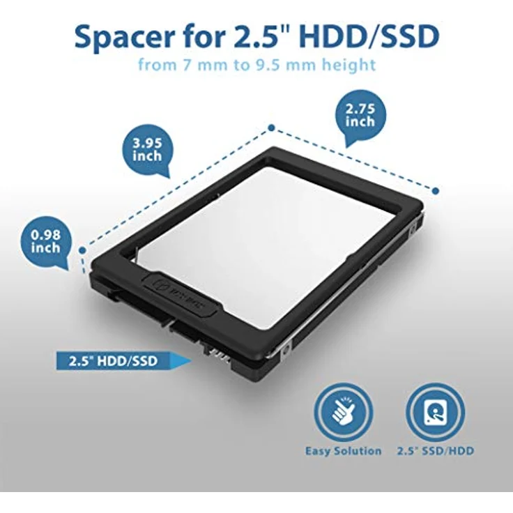 Icy Box IB-AC729 Bauhöhe-Adapter (Spacer) 7 mm auf 9,5 mm für 2,5 Zoll HDD-SSD, selbstklebend, schwarz – Bild 5