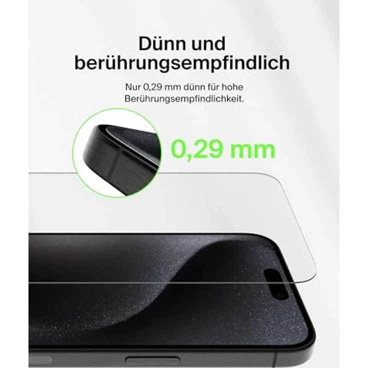 Belkin ScreenForce UltraGlass 2 Schutzfolie für iPhone 16 Pro, kratzfest, kristallklar, dünnes Glas, blasenfreie Anbringung, 9H Härte – Bild 5