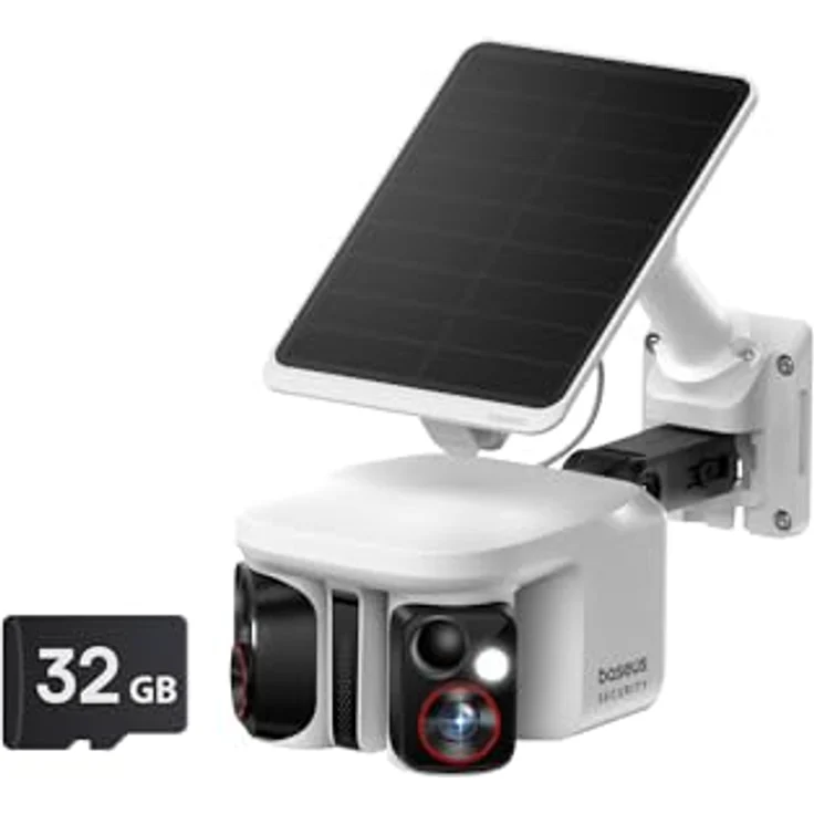 Baseus Security X1 Pro, Solar WLAN Überwachungskamera Außen mit Dual-Kamera und 32 GB Micro-SD-Karte, 300° Panoramabedeckung, IP65 wetterfest, KI-Erkennung – Bild 1
