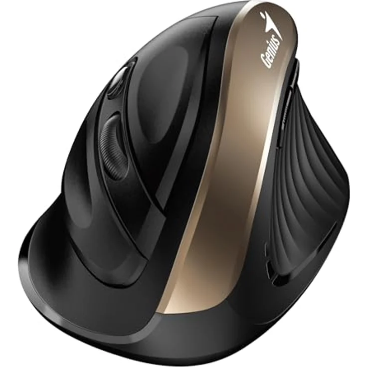 Genius Ergo 8250S, kabellose vertikale ergonomische leise Maus mit 6 Tasten, 1600 DPI, Champagner-Gold – Bild 2
