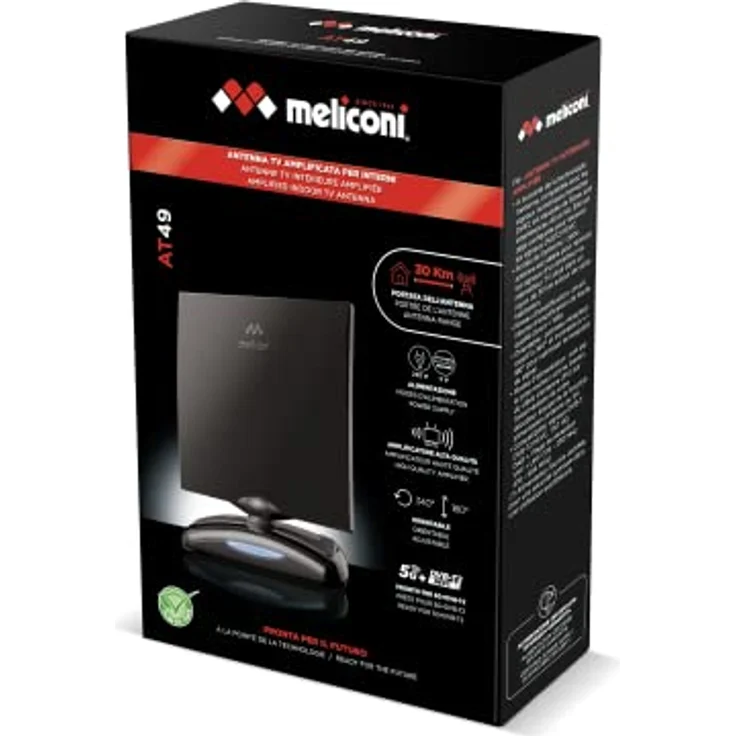 Meliconi AT-49 USB TV-Antenne, Einstellbare Verstärkung, DVB-T2 und 5G bereit, Reichweite 30 km, Schwenkbares Aufnahmekabel – Bild 2