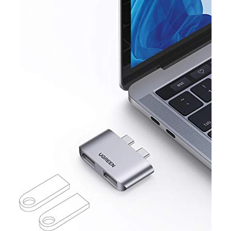UGREEN USB C Hub 3.1 Gen2 USB C auf USB 3.1 Adapter Mini in silber, kompatibel mit MacBook Pro, MacBook Air – Bild 1