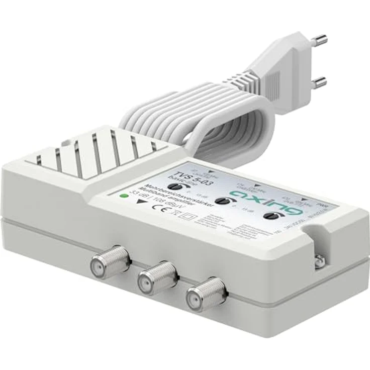 Axing TVS00503 Mehrbereichsverstärker DAB+, DVB-T, UKW, 33 dB, integriertes Mobilfunk-Sperrfilter, energieeffizient mit 2,5 W – Bild 5