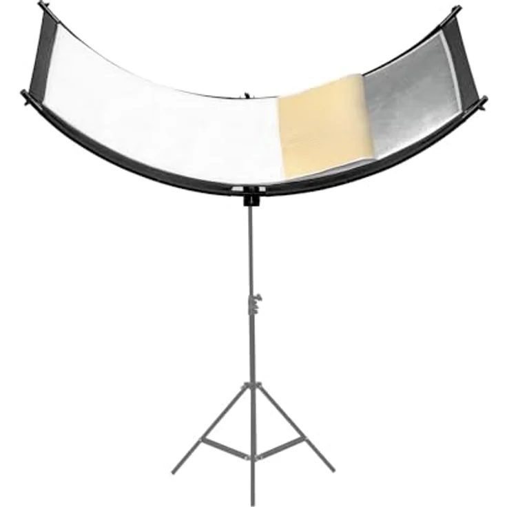 Caruba Curved Face Reflector Pro Erweiterung Set, 2-in-1 Gold & Weiß, Reflektierendes Gewebe für warme und weiche Lichteffekte, Klettverschluss, 180 x 65 cm – Bild 1