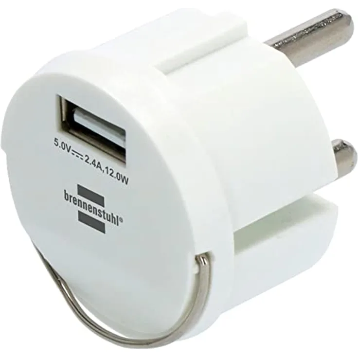 Brennenstuhl USB Steckdosenadapter (USB Ladegerät zum Einstecken in ein Steckdosennest, 2,4A, kompatibel mit IP44 Steckdosen und Kabeltrommeln von Brennenstuhl, flaches Design)