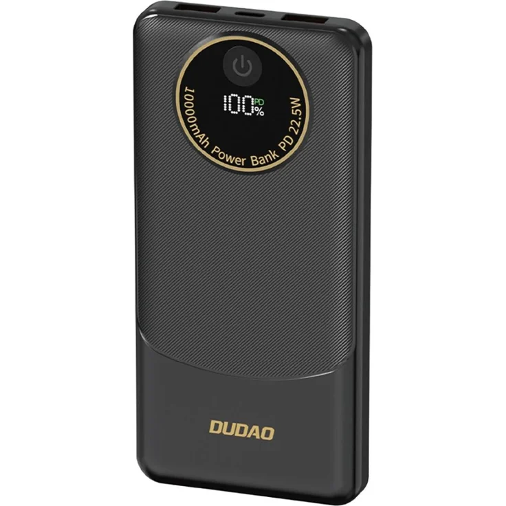 Dudao K12 Powerbank, 10000mAh mit 22,5W PD, 2x USB-A, USB-C, Schwarz
