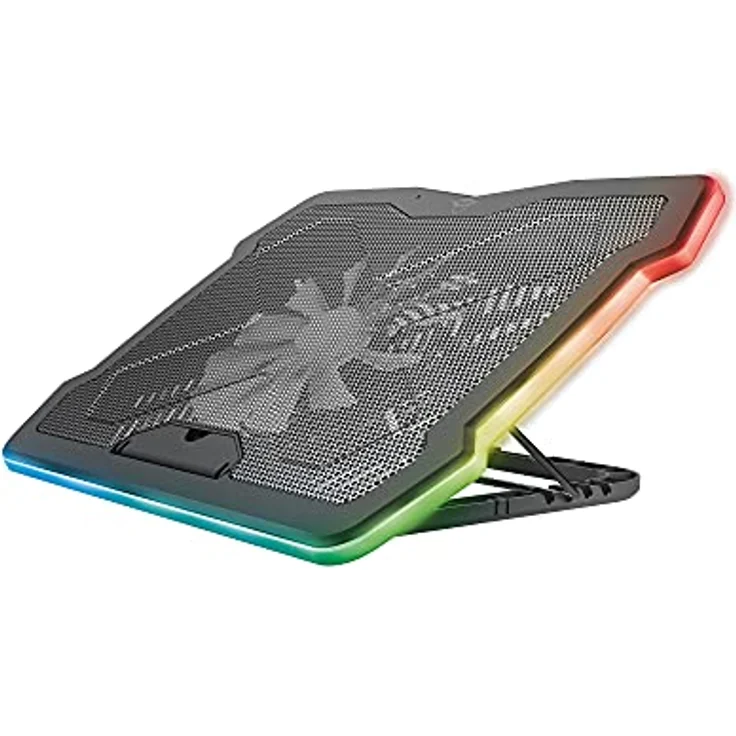Trust Gaming GXT 1126 Aura Laptop-Kühlständer mit Mehrfarbiger Beleuchtung für Laptops bis 17,3", Einstellbare Geschwindigkeit, Flüster Modus - Schwarz – Bild 1