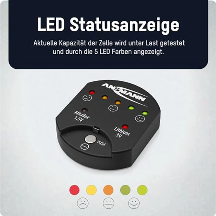 ANSMANN Knopfzellentester / Zuverlässiges Testgerät zum Anzeigen der Kapazität über LEDs / Kapazitätsanzeige für Alkaline & Lithium Knopfzellen / Einfache Handhabung bei kompakter Größe – Bild 4