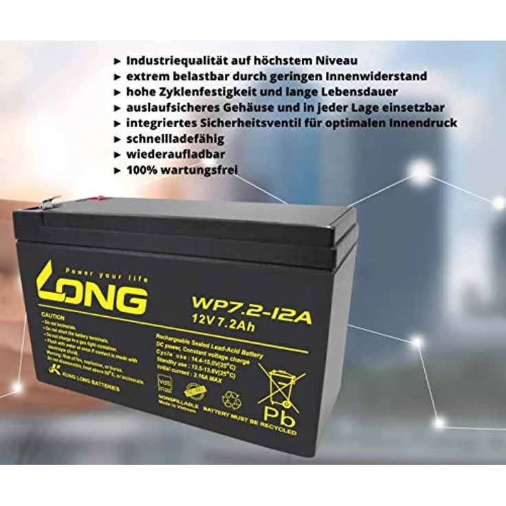 4X AGM 12V 7,2Ah Bleiakku WP7.2-12 VDs Akku, Faston 6,3mm kompatibel Bleigel Gel Akku 7Ah 8Ah 9Ah USV – Bild 3