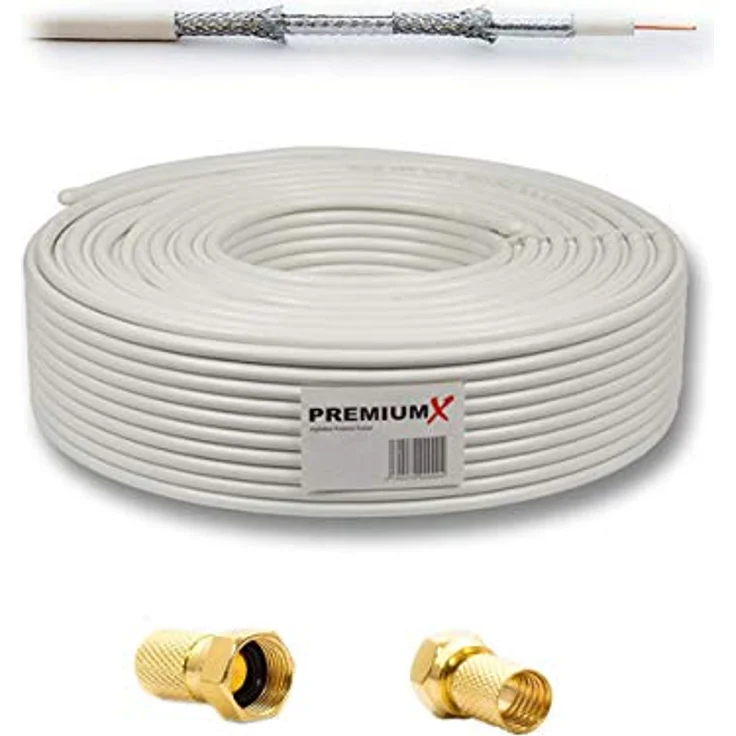 PremiumX Satelliten-Komplettanlage 60cm, Satellitenschüssel in Hellgrau mit Single LNB, 10m Antennen-Kabel, Digital HD SAT Receiver und HDMI-Kabel – Bild 7
