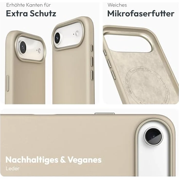 VONMÄHLEN Like Leather Case für iPhone 17 Air, vegane Lederhülle mit MagSafe-Kompatibilität und nachhaltigen Materialien - Cream – Bild 3