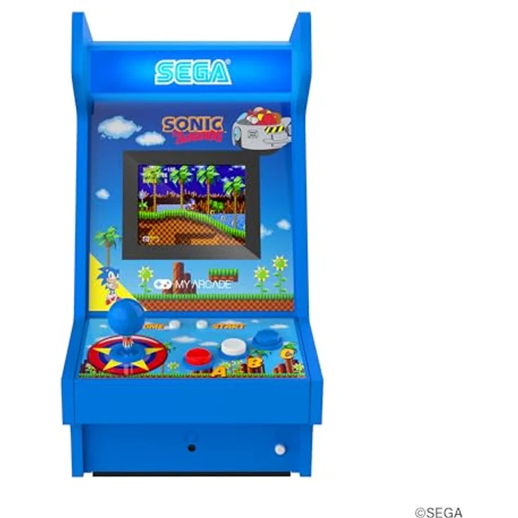 My Arcade Sonic The Hedgehog Mighty Player, Tragbare Retro-Arcade mit 3.5-inch Farbdisplay und wiederaufladbarem Akku, klassischer Holzbauweise – Bild 3
