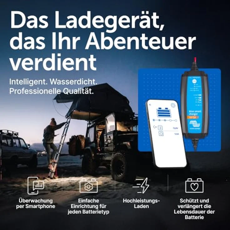 Victron Energy Blue Smart IP65 Bleiakku-Ladegerät, 12V 5A, Bluetooth-Steuerung, staub- und wasserdicht – Bild 2