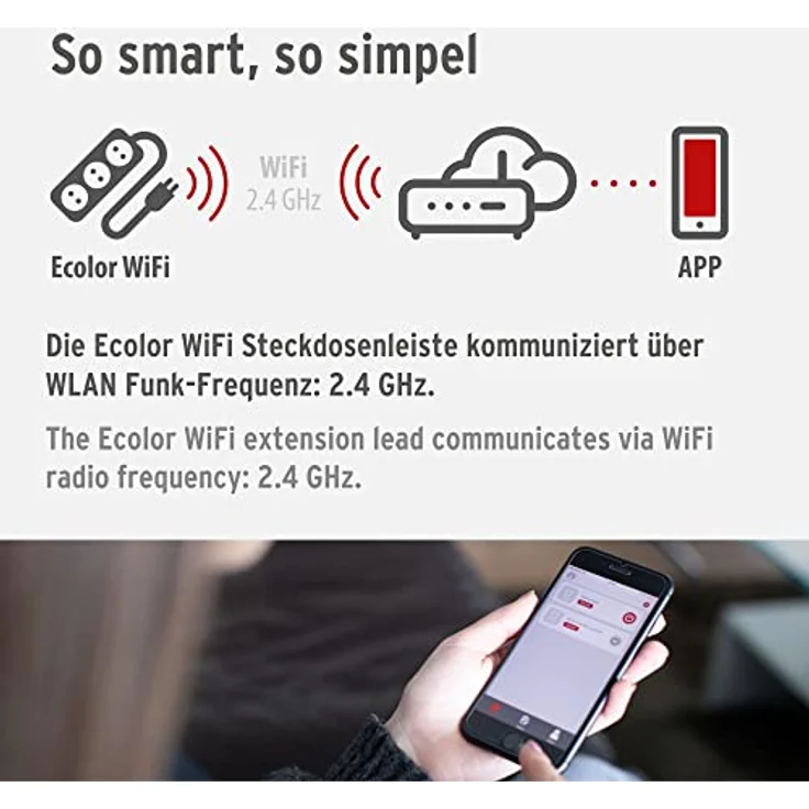 brennenstuhlConnect Ecolor WLAN Steckdosenleiste - Intelligente Steckerleiste 3fach (2.4 GHz WiFi, kompatibel mit Alexa und Google Assistant, kostenfreie App, 1,5m Kabel) weiß-schwarz – Bild 6