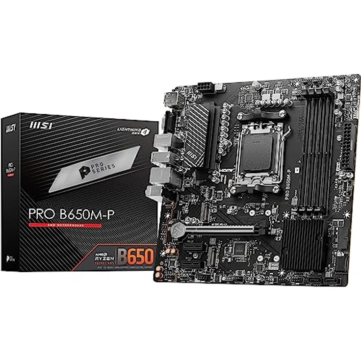 MSI PRO B650M-P Motherboard, Micro-ATX - Unterstützt AMD Ryzen 7000 Series Prozessoren, AM5 - DDR5 Memory Boost 6000+MHz/OC, 1 x PCIe 4.0 x16, 2 x M.2 Gen4, 2.5G LAN – Bild 1