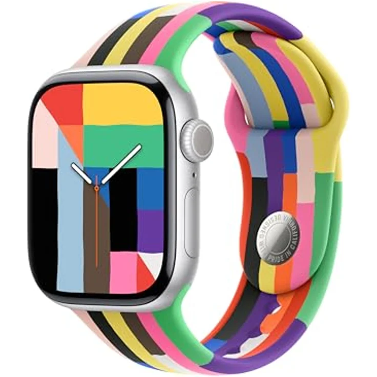 Apple Watch Band - Sportarmband - 42 mm - Pride Edition M/L - farbige Streifen, designed with pride in California – Bild 2