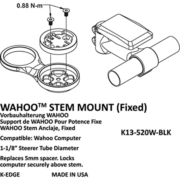 K-Edge Wahoo ELEMNT Fixed Stem Mount Vorbauhalterung schwarz 31,8mm – Bild 6