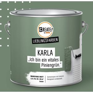 Bild für CREATE! by OBI Lieblingsfarben Wandfarbe Karla Piniengrün matt 2,5 l