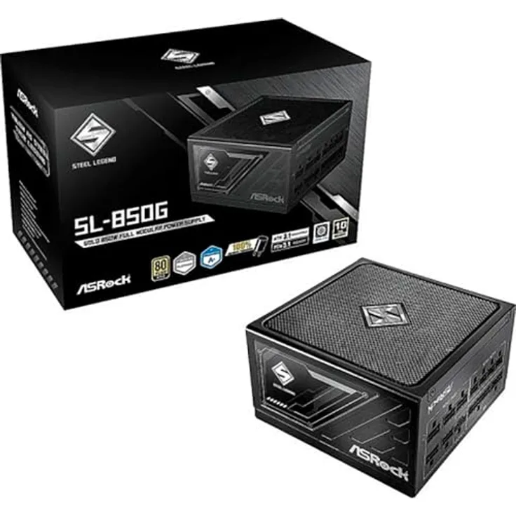 AsRock Steel Legend 850W Netzteil, 80+ Gold, modulares Kabelmanagement, Schwarz