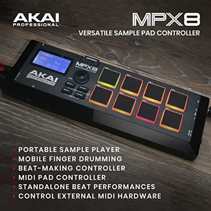 AKAI Professional MPX8 - Portabler Sample Pad Controller mit 8 Performance Ready Pads & On Board SD Kartenslot – Bild 2