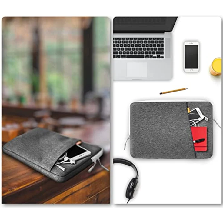 JETech Laptoptasche Hülle für 13,3 Zoll MacBook Air/Pro, 14 Zoll MacBook Pro 2021 M1, 13-13,6 Zoll Notebook, Wasserdicht Laptophülle Stoßfest Laptop Sleeve mit Zubehörtasche (Grau) – Bild 5