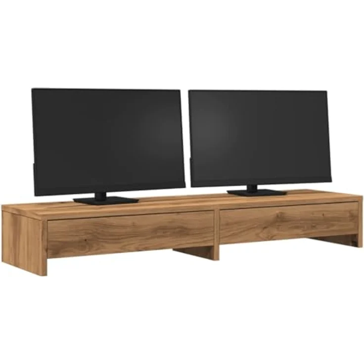 vidaXL Monitorständer, Monitorerhöhung mit Schubladen, Artisan-Eiche Holzwerkstoff – Bild 4