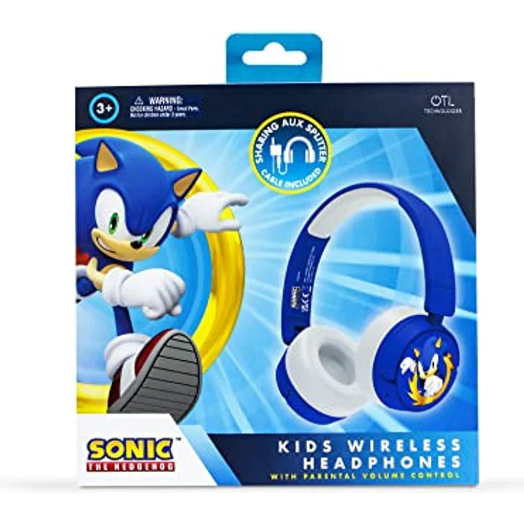 OTL Technologies Sonic – The Hedgehog Kinder-Kopfhörer, kabellos, V5.3 Bluetooth, blau, 24 Stunden Spielzeit – Bild 1
