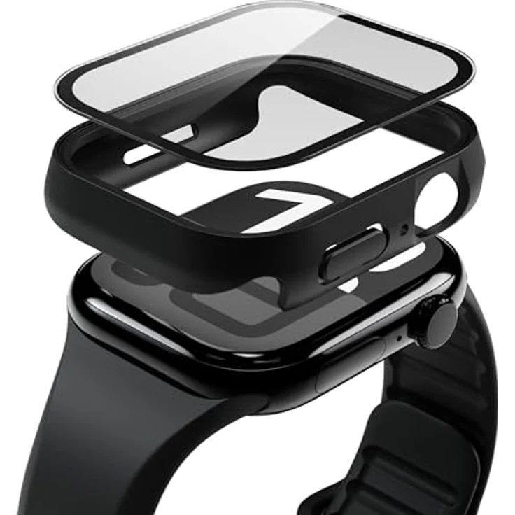 Vonmählen Thin Case für Apple Watch SE (40mm), ultradünne Schutzhülle mit 9H gehärtetem Glas, wasserdicht, Schwarz – Bild 6