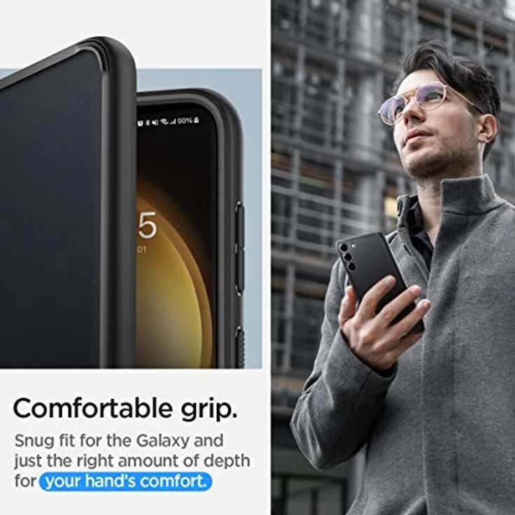 Spigen Ultra Hybrid Hülle Kompatibel mit Samsung Galaxy S23 5G - Frost Black, PC Platte und Silikonrahmen, Schutzrand und Eckschutz, maßgeschneidert für alle Anschlüsse – Bild 5