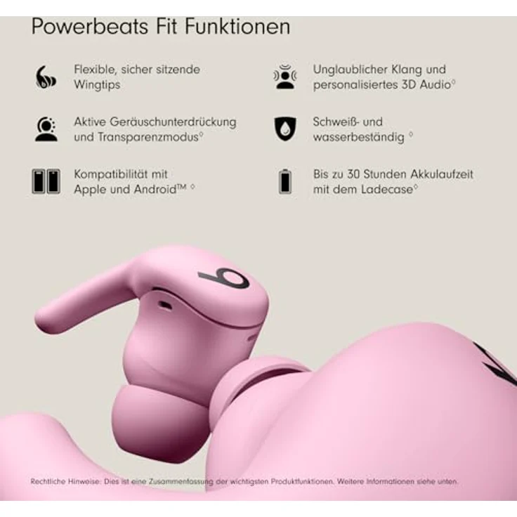 Beats Powerbeats Fit, Kabellose In-Ear-Earbuds mit ANC, 30 h Akkulaufzeit, spritzwasserfest, Pink – Bild 2