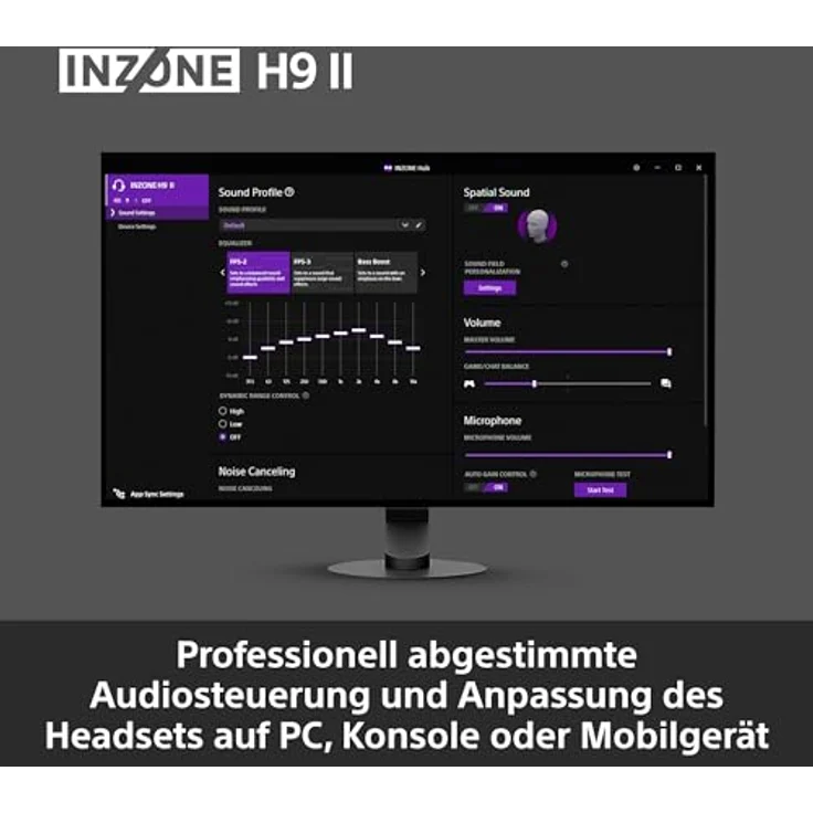 SONY INZONE H9 II, Over-ear Gaming-Headset mit Noise Cancelling, 360 Spatial Sound, 30 Stunden Akku, Bluetooth, Schwarz – Bild 10