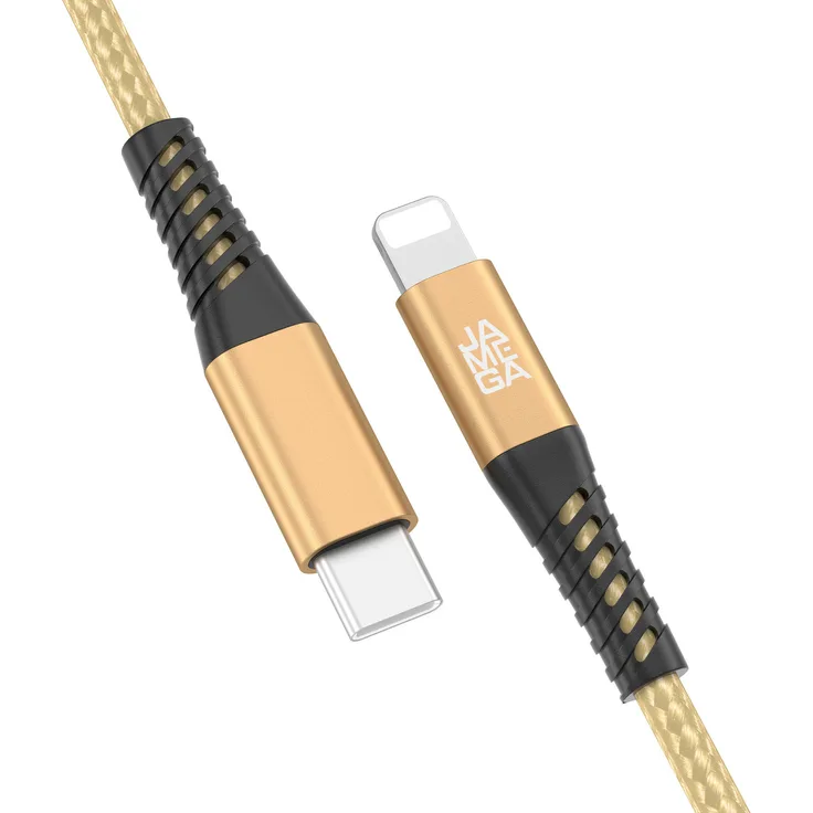 JAMEGA USB-C zu iPhone Kabel, 3m mit Metall Stecker in Gold, 480M Übertragungsgeschwindigkeit, 60W Ladeleistung