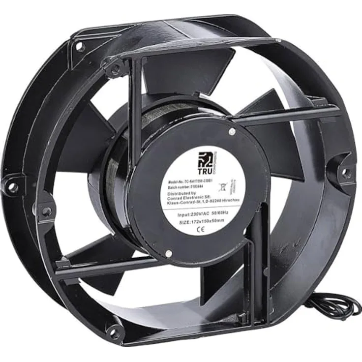 TRU COMPONENTS Axialventilator TC-NA17050-230B1 230V/AC 299m³/h (LxBxH) 172x150x50mm, Gehäuselüfter in Schwarz