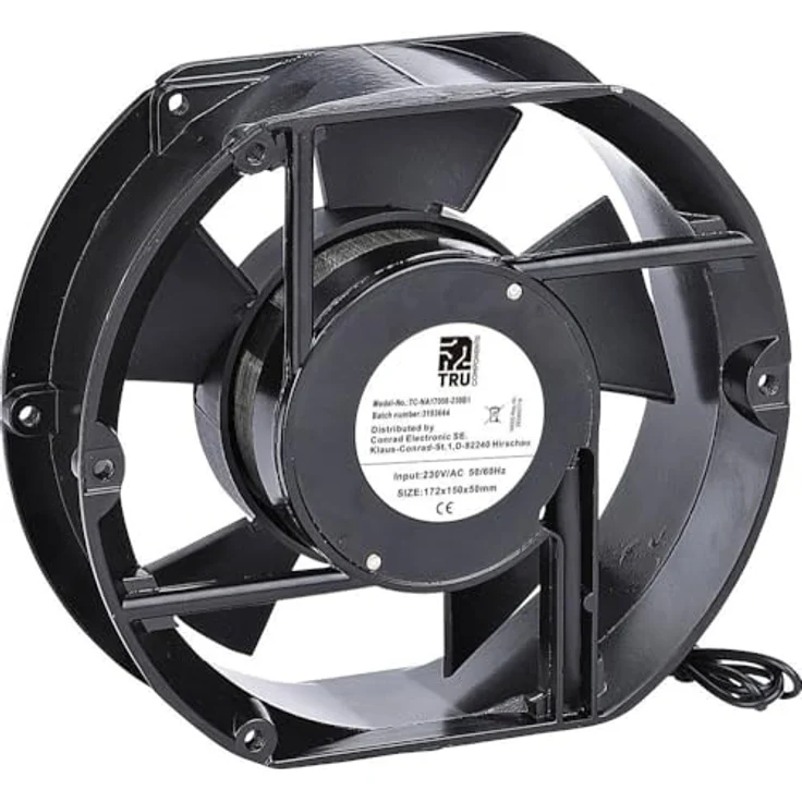 TRU COMPONENTS Axialventilator TC-NA17050-230B1 230V/AC 299m³/h (LxBxH) 172x150x50mm, Gehäuselüfter in Schwarz