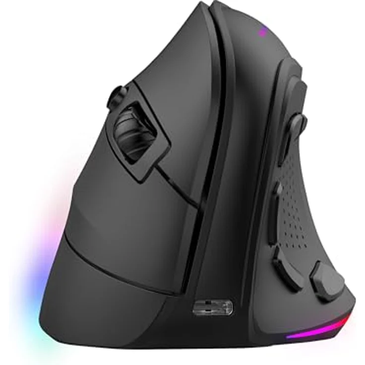 Mars Gaming MM-SK, Kabellose Vertikale Gaming-Maus mit 8400DPI Optischem Sensor, RGB Chroma-Beleuchtung, 9 Programmierbare Tasten, Tri-Mode, Schwarz – Bild 1
