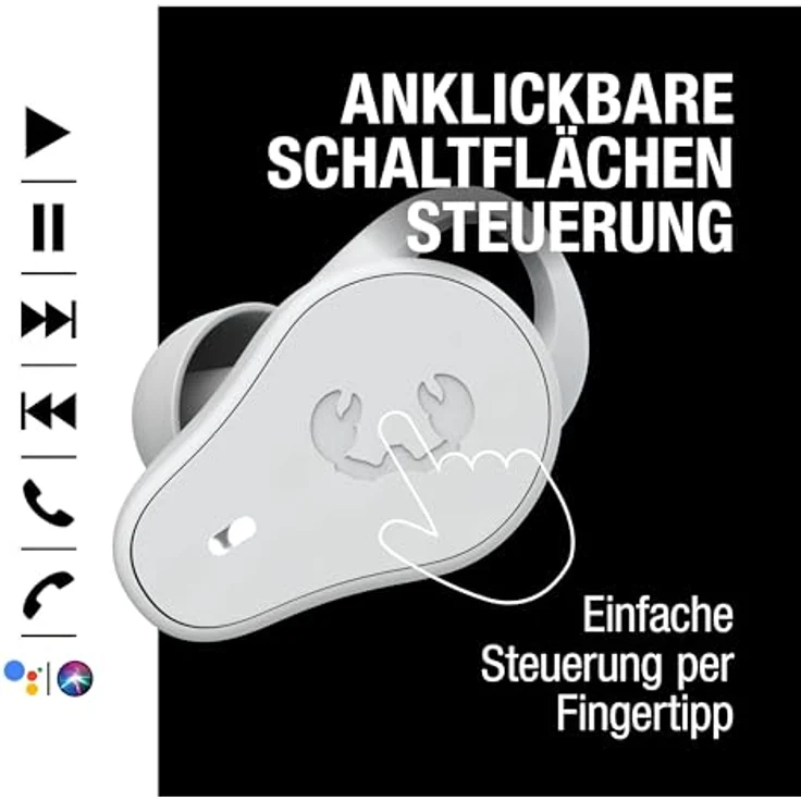 Fresh 'n Rebel Twins Move, kabellose In-Ear Bluetooth Sport Kopfhörer, Spritzwassergeschützt, Dual Master, Mit Mikrofon und klickbarer Taste und Lautstärkeregler, 30 Stunden Spielzeit (Ice Grey) – Bild 4