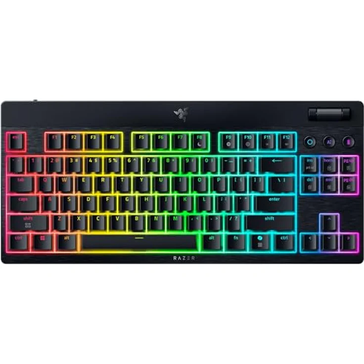 Razer BlackWidow V4 Tenkeyless HyperSpeed, kabellose Hot-Swap-Gaming-Tastatur mit Orange Switch, DE Layout, multifunktionalem Drehregler & 3 Funktionstasten, hyperschneller 2,4 GHz Wireless & Bluetooth, bis zu 980 Stunden Akkulaufzeit, Razer Chroma RGB Beleuchtung – Bild 1