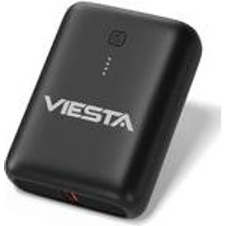 VIESTA® Mini Powerbank 9.000 mAh Schwarz – 22,5 W Schnellladen, PD 20W, USB-C Ein-/Ausgang, USB-A Ausgang, LED-Anzeige