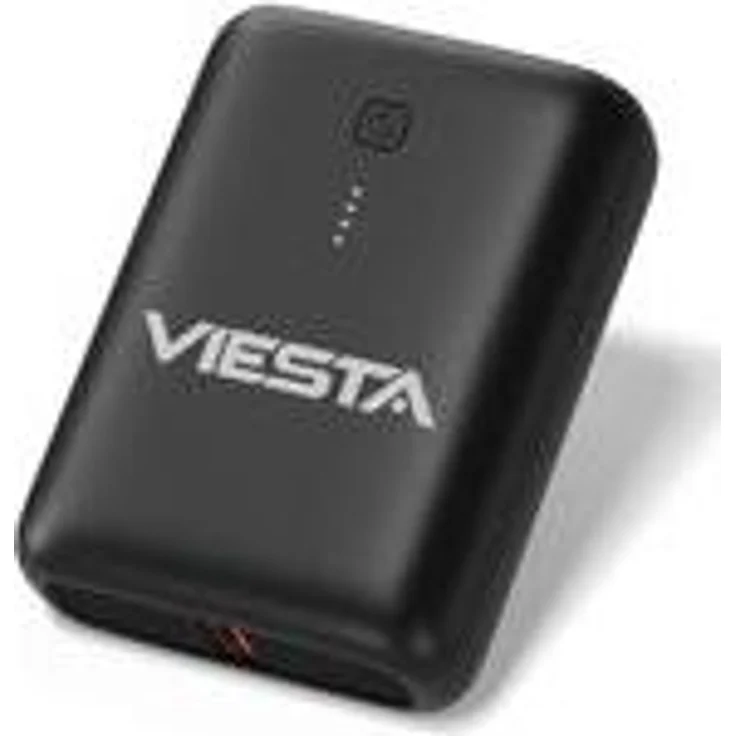VIESTA® Mini Powerbank 9.000 mAh Schwarz – 22,5 W Schnellladen, PD 20W, USB-C Ein-/Ausgang, USB-A Ausgang, LED-Anzeige