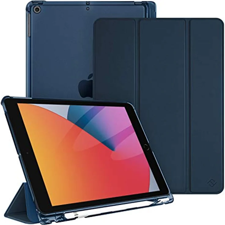 Fintie Hülle für iPad 9. Generation 2021/8. Gen 2020/7. Gen 2019 10.2 Zoll mit Stifthalter, ultradünne leichte Schutzhülle mit transparenter Rückseite und Auto Schlaf/Wach Funktion, Marineblau – Bild 1