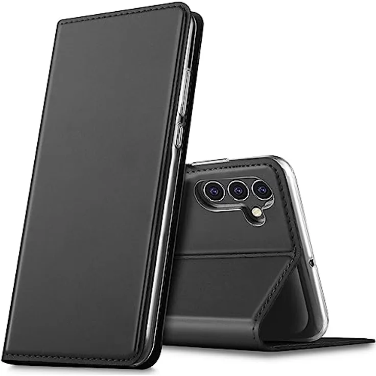 CoolGadget Handyhülle für Samsung Galaxy A34 5G Hülle, [Flip Tasche mit Kartenfach] Brieftasche Etui aus PU Leder Schutzhülle [Premium Wallet Case mit Aufstellfunktion]- Schwarz