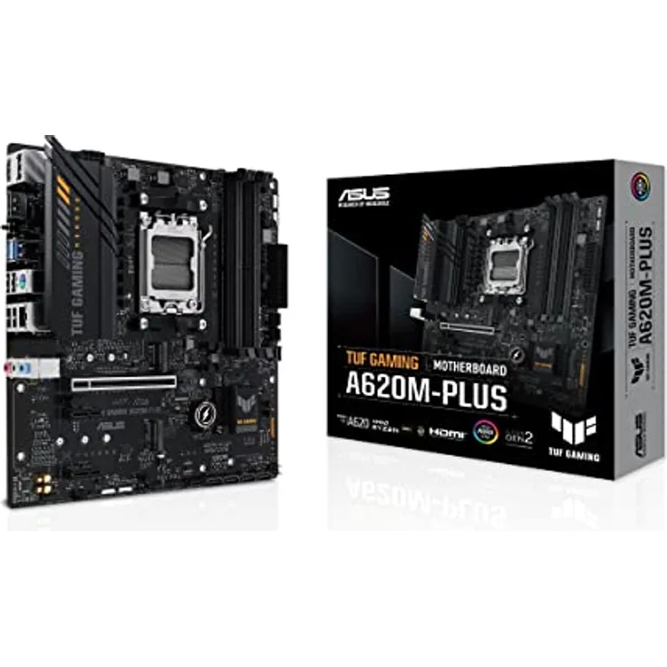 ASUS TUF Gaming A620M-PLUS Mainboard Sockel AMD A620 (Ryzen 7000, Micro-ATX, DDR5 Speicher, PCIe 4.0, BIOS Flashback, USB 3.2 Gen 2, Aura Sync)