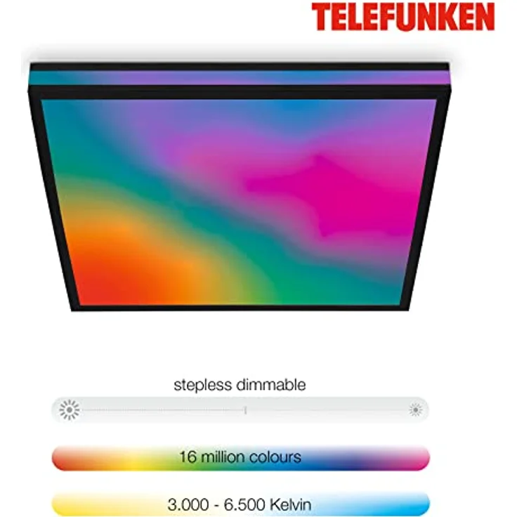 TELEFUNKEN - LED Deckenleuchte RGBIC Magic, LED Deckenlampe CCT, Dimmbar, Farbwechsel, Fernbedienung, Nachtlicht, Schwarz – Bild 3