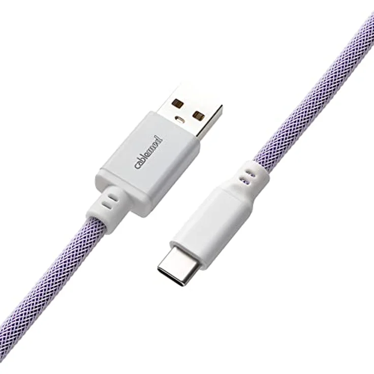 CableMod Pro Coiled Keyboard Cable - Violett - Spiralkabel für Tastatur USB C auf USB Typ A - Gaming Tastaturkabel 1,5m Lange - Hohe Lebensdauer - Aviator Stecker – Bild 3