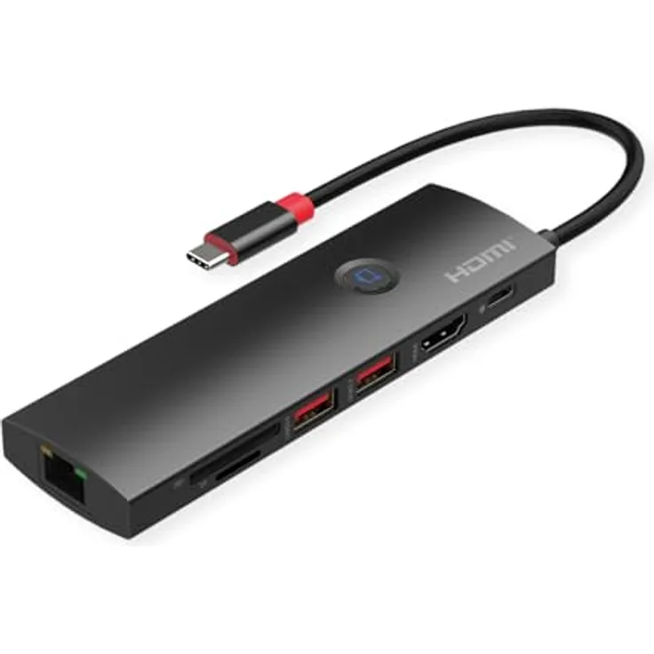 ROLINE USB 3.2 Gen2 Typ C Multiport Dockingstation, HDMI 4K60, 2x USB 3.2 Gen2, 1x USB C PD, 1x Gigabit Ethernet, 1x SD/microSD Kartenleser