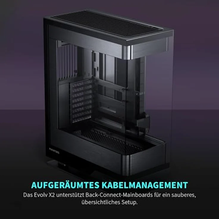 PHANTEKS Evolv X2 PC-Gehäuse, Showcase Midi-Tower, E-ATX, Tempered Glass, DRGB - schwarz – Bild 7