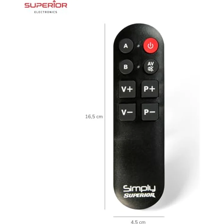 Superior Electronics Simply Universal Grosstastenfernbedienung SUPTLB001 für 2 Geräte, elegantes Design, ideal für Senioren, einfache Programmierung in weniger als einer Minute – Bild 4